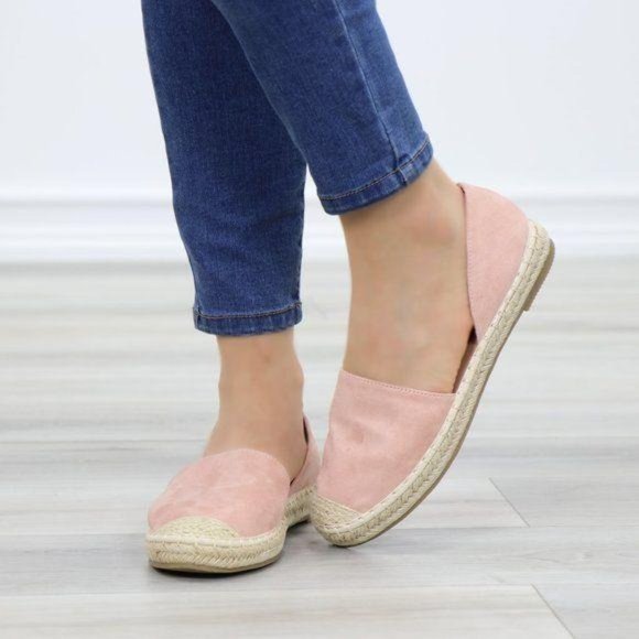 Rose Vegan Suede Flat Slip On Loafer Espadrille - Picture 9 of 12
